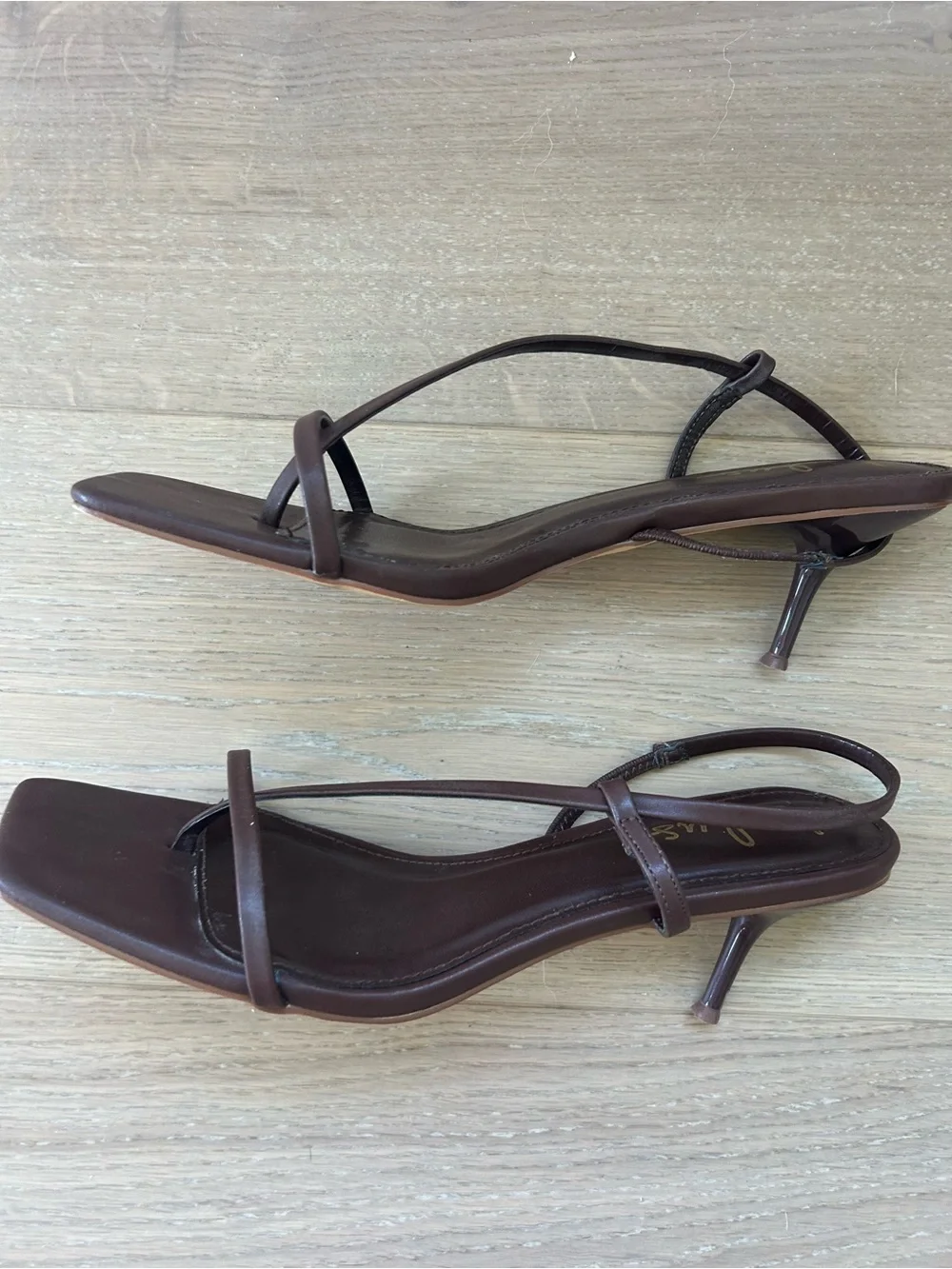 Lulu's Brown Strappy Square-Toe Kitten Heel Sandal